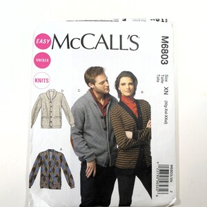 McCall's Sewing Pattern M6803 - UNISEX Cardigan Sewing Pattern with 4 Designs Size Xlg,Xxl,XXxl. Sweater Sewing Pattern | Uncut Pattern