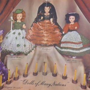 Dolls of Many Nations Crochet Vintage Doll Dress Patterns | 1952 | Instant digital download PDF |
