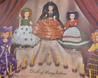 Dolls of Many Nations Crochet Vintage Doll Dress Patterns | 1952 | Instant digital download PDF |