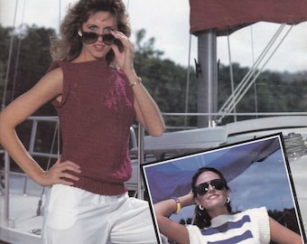 Padrões de blusas de crochê vintage dos anos 80 para o verão: conjunto de 4 (tamanhos 32 a 40) (padrão em PDF)