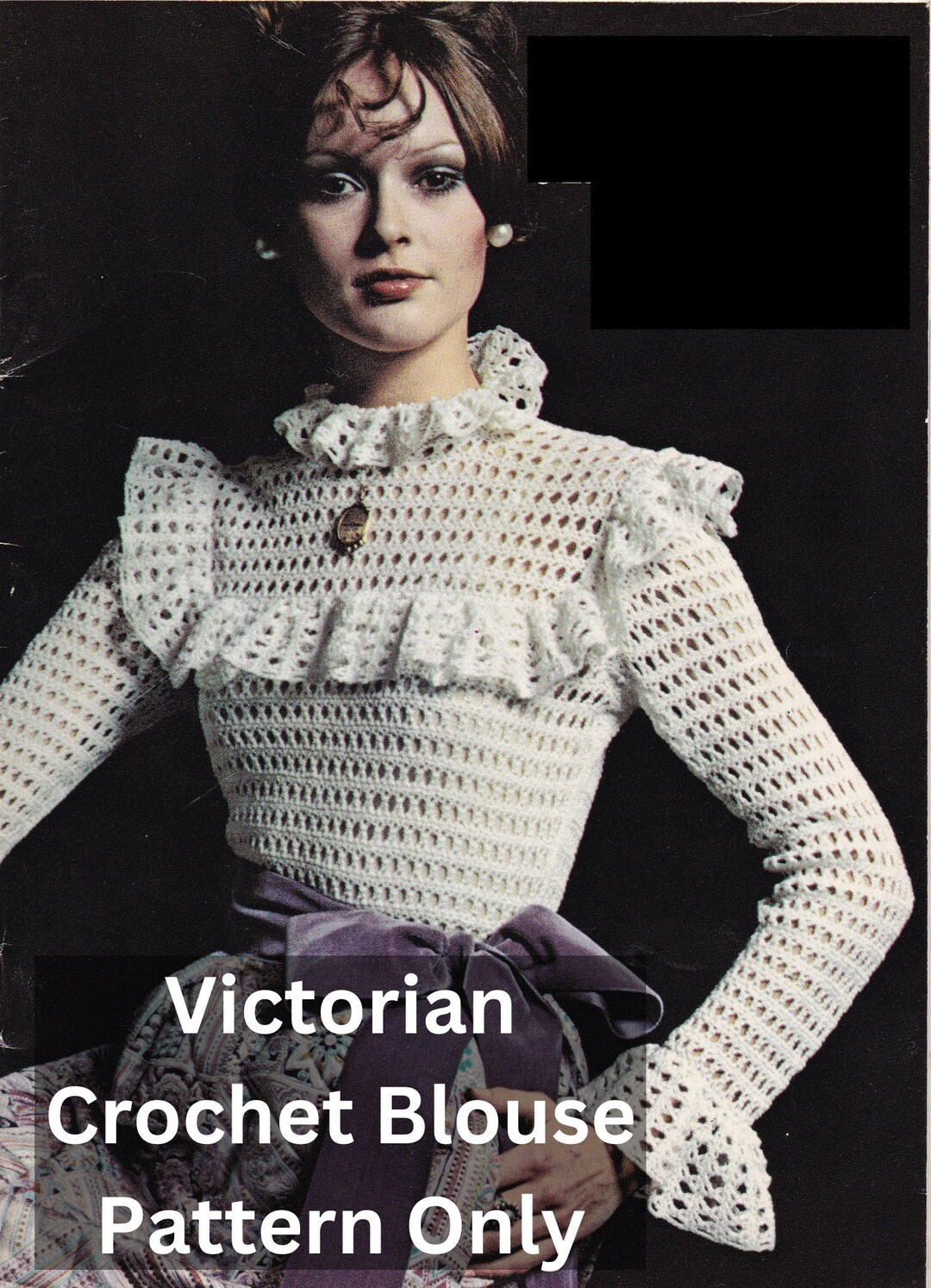 Vintage 1970s Crochet Victorian Blouse Pattern (PDF Pattern) - Etsy