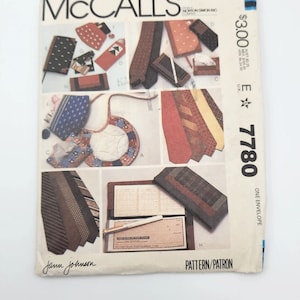 McCall's Sewing Pattern 7780 for Tie, Tissue Case,  Bookcover, Eyeglass Case, Cosmetics Bag, Bib, Checkbook Cover| UNCUT Pattern