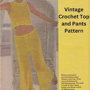Vintage 70s Crochet Top and Pants Pattern (Sizes 8-14)