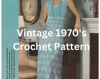 Vintage 70s Crochet Dress Pattern: Granny Square Flowers (PDF Pattern)