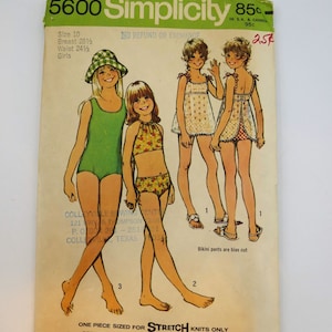 Simplicity Mädchen Badeanzug Schnittmuster 5600 | Mädchen Größe 10 Badeanzug Schnittmuster |Vintage Muster | Teilschnitt