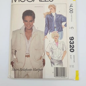 1980s McCall&#39;s 9320 Jacket Vest Sewing Pattern, Size 14 Bust 36 UNCUT