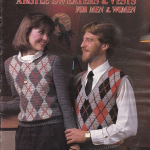 Virkmönster för Argyle-tröja och väst från 1983 (digital nedladdning)