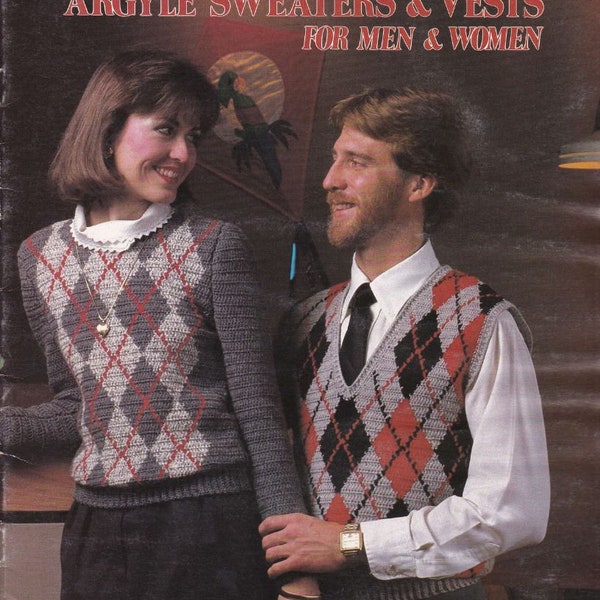 Crochet Pattern for Men or Womans Vest and Sweater |  Vintage 1983 Crochet Pattern |  Digital Download Crochet Pattern | Crochet Book