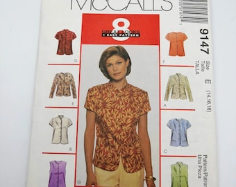 McCall's Shirt Sewing Pattern 9147 | 8 Great Looks 1 Easy Pattern | Sizes 14,16,18 or 20,22, 24