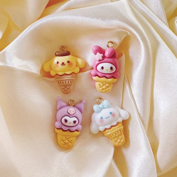 Chibi Sanrio Ice Cream Earring Charms (1 Pair) | interchangeable charms, cute accessories, kawaii charms, food earrings, anime jewelry, gift