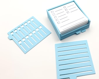Sticky Note Holder with 4 Stencils – Desk Organizer for Post-It Notes