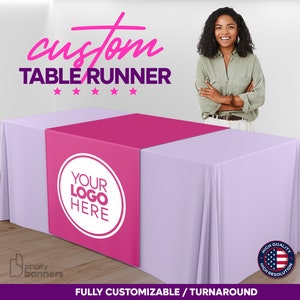 Custom Logo Table Runner: Trade Show Event Display