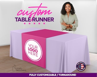 Table Runner, Custom Table Runner with logo, Table Vendors, Trade Show, Event Table, Branded Table Runner, Fast Shipping