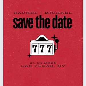 Modèle de carte "Retenez cette date" modifiable de | Téléchargement modifiable sur Canva | Faire-part de mariage à Las Vegas | Téléchargement instantané