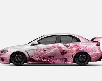 Genshin Impact Yae Miko Full Car Wraps ITASHA Anime Stickers Decals Made with Top Vinyl Fit with Any Cars Support Custom