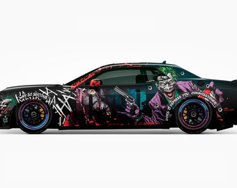 Antihero Joker Car Hood Wraps 51 Dark Series ITASHA American Comics Stickers Decals Made with Top Vinyl Fit with Any Cars Support Custom