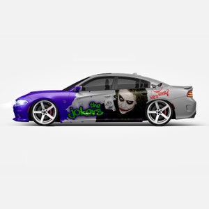 Antihero Joker Car Both Sides Wrap 56 Dark Series ITASHA American Comics Stickers Decal Made with Top Vinyl Fit with Any Cars Support Custom