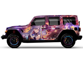 Genshin Impact Keqing Full Car Wraps ITASHA Stickers Decals Made with Top Vinyl Fit with Any Cars Support Custom