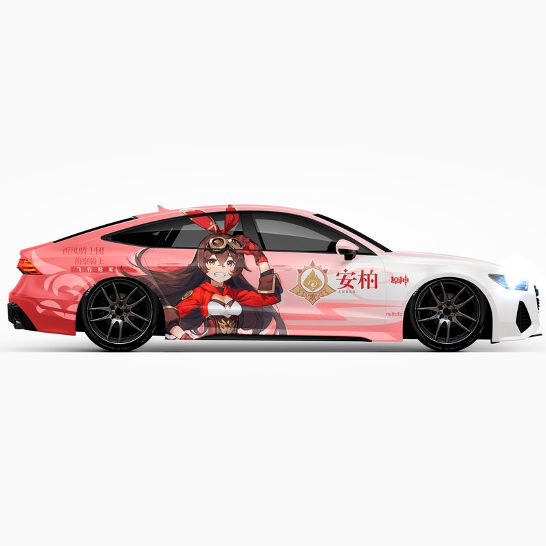 Custom Anime Rims Genshin Impact Amber Anime Car Wraps ITASHA Stickers Decals Made With ...