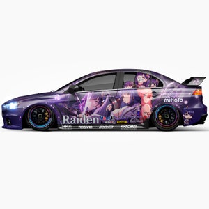 Genshin Impact Raiden Shogun & Yae Miko Anime Car Wrap, ITASHA-dekaler