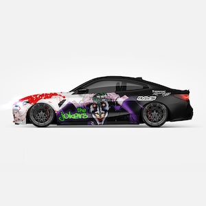 Antihero Joker Car Both Sides Wrap 64 Dark Series ITASHA American Comics Stickers Decal Made with Top Vinyl Fit with Any Cars Support Custom