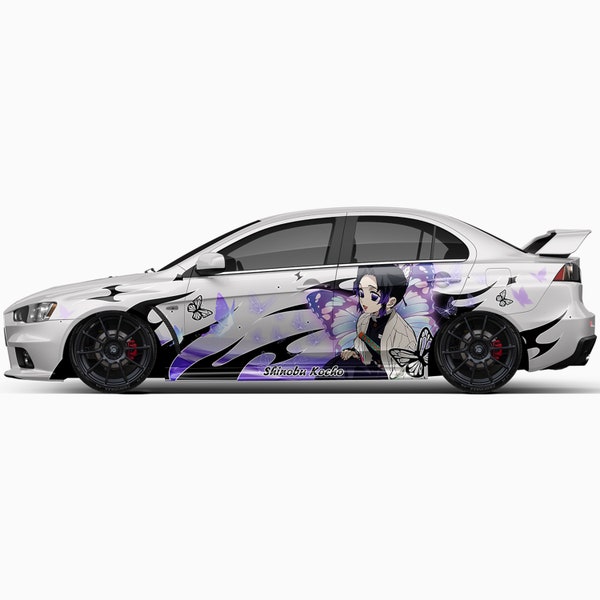 Shinobu Kochō Demon Slayer Car Both Sides Wrap ITASHA Anime Stickers Decals Made with Top Vinyl Fit with Any Cars Support Custom