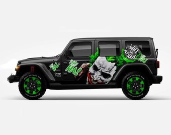 Antihero Joker Car Both Sides Wrap 55 Dark Series ITASHA American Comics Stickers Decal Made with Top Vinyl Fit with Any Cars Support Custom