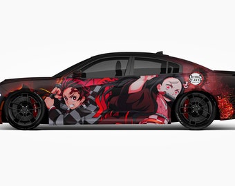 Tanjiro Kamado Nezuko Demon Slayer Full Car Wrap ITASHA Anime Stickers Decals Made with Top Vinyl Fit with Any Cars Support Custom
