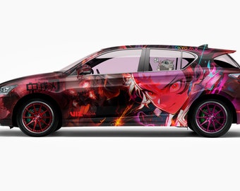 Rengoku Kyoujurou Demon Slayer Full Car Wrap ITASHA Anime Stickers Decals Made with Top Vinyl Fit with Any Cars Support Custom