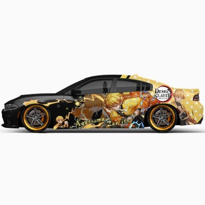 Zenitsu Agatsuma Demon Slayer Full Car Wrap ITASHA Anime Stickers Decals Made with Top Vinyl Fit with Any Cars Support Custom image 1