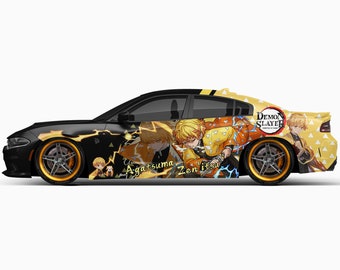 Zenitsu Agatsuma Demon Slayer Full Car Wrap ITASHA Anime Stickers Decals Made with Top Vinyl Fit with Any Cars Support Custom