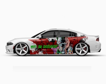 Antihero Joker Car Both Sides Wrap 69 Dark Series ITASHA American Comics Stickers Decal Made with Top Vinyl Fit with Any Cars Support Custom