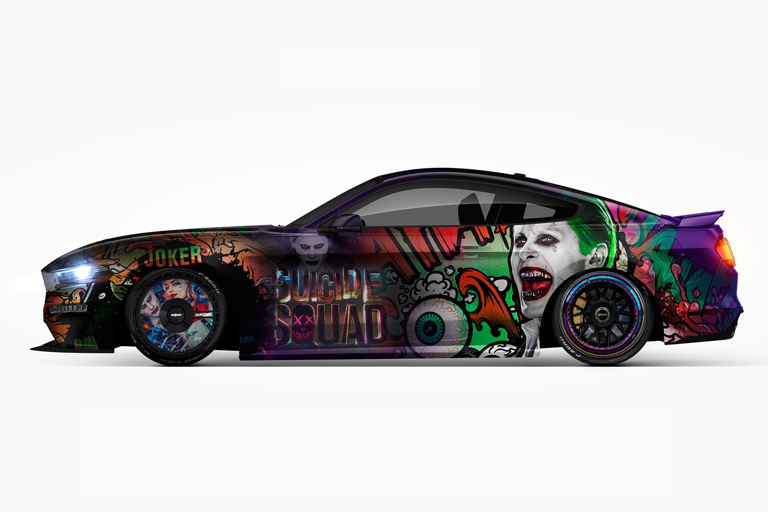 Harley Quinn & Joker Smile Car Hood Vinyl Wrap Graphics Decals