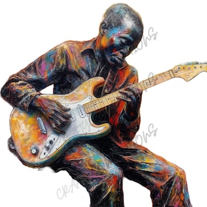 Guitarist Player Clipart 5 PNG Illustration Digital Download Printable Commercial Use Card Making Paper Sublimation Wall Art Colorful Design
