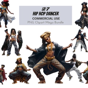 Hip Hop Dancing PNG Bundle, Tranças, Estilo de Moda, Black Girl Magic ClipArt, Mulher Esporte, Uso Comercial, Para Impressão, Sublimação de Estampas Afro