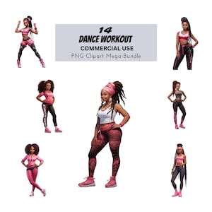 Illustration de fille mignonne V.85 PNG Bundle, Danseuse d’entraînement, Tresses, Style de mode, Black Girl Magic ClipArt, Sport, Afro Prints T-shirt POD