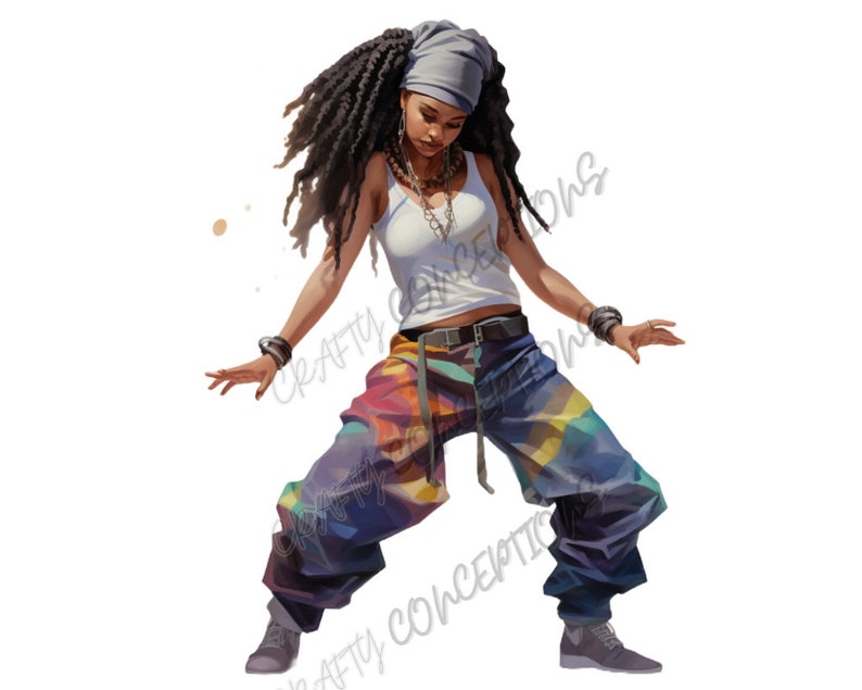 Hip Hop Dancing V.2 PNG Bundle, Braids, Fashion Style, Black Girl Magic ClipArt, Woman Sport, Commercial Use, Printable, Afro Prints T-shirt image 4