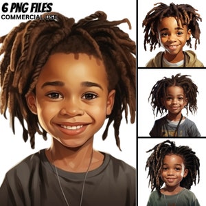 Niedlicher kleiner schwarzer Junge Illustration V.20 6 PNG Bundle, Kapuzenpulli, Hut Dreadlocks, cooler Prinz Magie ClipArt stört Afro Kids Urban Prints Tshirt