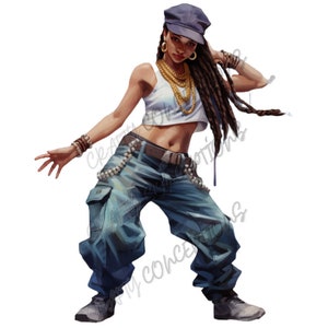 Hip Hop Dancing V.2 PNG Bundle, Braids, Fashion Style, Black Girl Magic ClipArt, Woman Sport, Commercial Use, Printable, Afro Prints T-shirt image 3