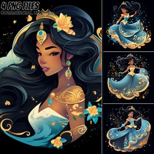 Jasmine Arabian Princess Clipart V.4 JPEG-bundel, commercieel gebruik, koningin, afdrukbare sprookjesachtige junk Journal, verjaardag Fantasy digitale download