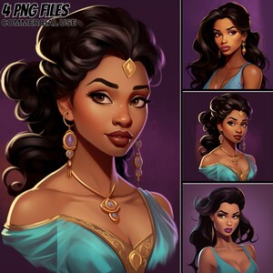 Jasmine Arabian Princess Clipart JPEG-bundel, commercieel gebruik, koningin, afdrukbaar, sprookjesachtige junk Journal Kid verjaardag Fantasy digitale download