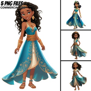 Jasmijn Arabische prinses clipart PNG bundel V3, commercieel gebruik, koningin, afdrukbaar, sprookjesachtige junk Journal Kid verjaardag Fantasy digitale ambachten