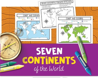 7 Continents Worksheets for Kids | Coloring and Information Pages