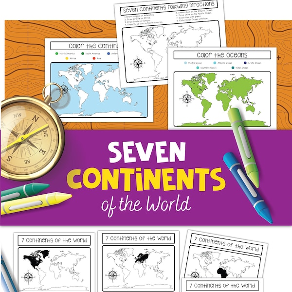 7 Continents Worksheets for Kids | Coloring and Information Pages