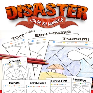 Color by Number Natural Disasters | Coloring Pages for Kids