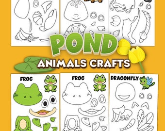 Pond Animal Craft Card | Color, Cut and Paste Art Activities for Kids