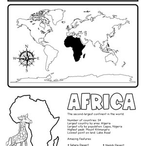 7 Continents Worksheets for Kids | Coloring and Information Pages - Etsy