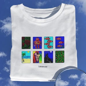 Camiseta nostálgica de Windows Solitaire, camiseta gamer, regalo tecnológico retro de los 90, nostalgia de los 90 y los 2000, ropa vintage Y2K, camiseta de los 90, naipes