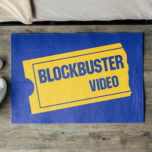 Blockbuster Video Rug, Retro Style VHS Movie Lovers, 90s Nostalgia, Home Theater Area Rug, Gaming Rug, 2000s Arcade Cinema Mat Runner