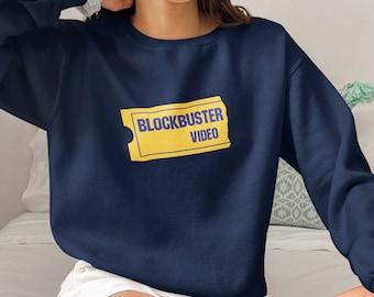 Blockbuster Video Sweatshirt, 90s Nostalgia, Retro Style VHS Movie Lovers, 90s Vintage Sweatshirt, Graphic Sweatshirt, Gamer Gift
